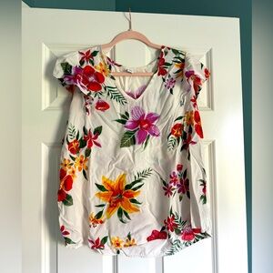 Floral Ruffle Sleeve Top